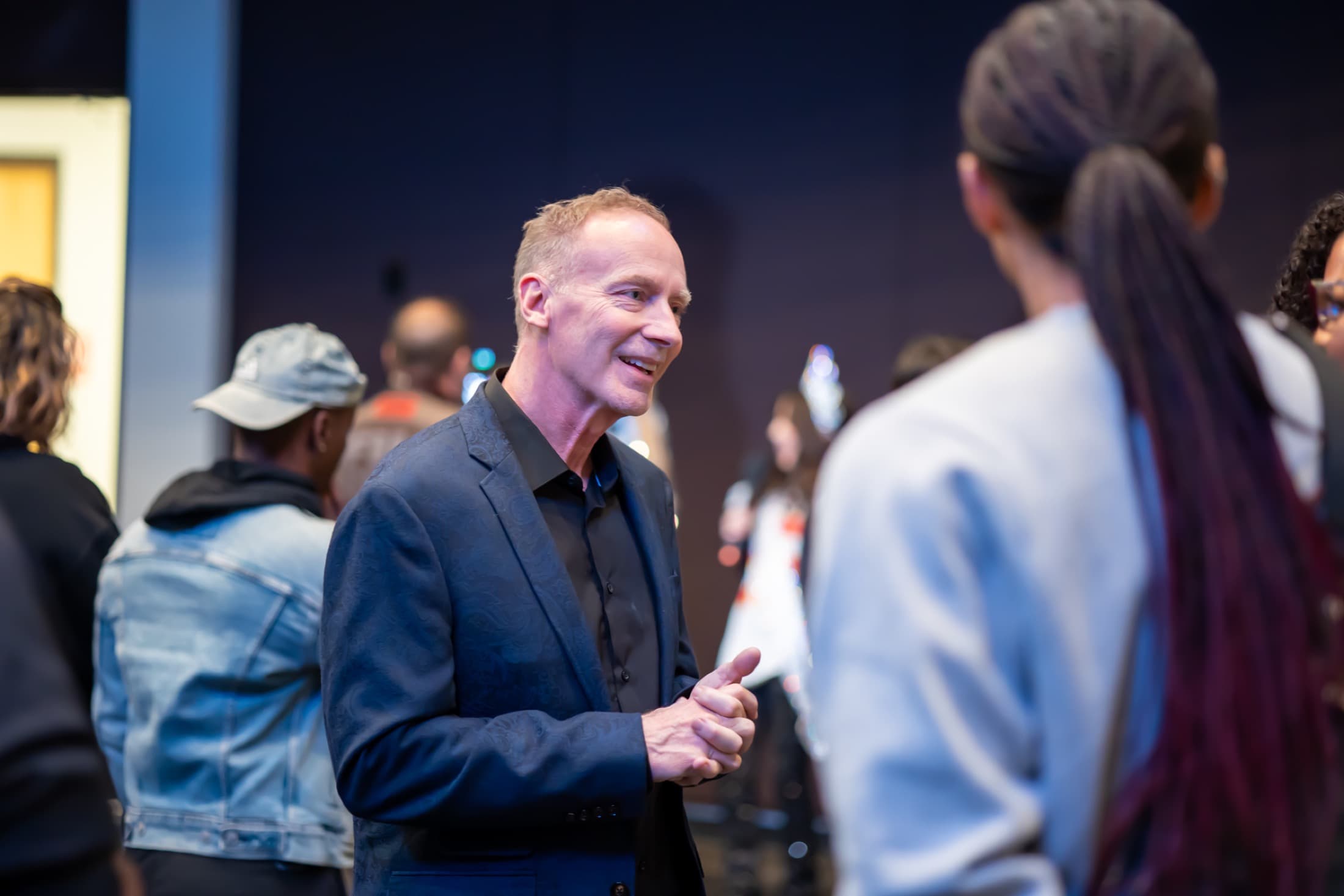 Mike Bodine leading a group conversation